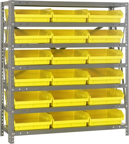Miniatura 589 de Quantum QSBU-245BK Heavy Duty Shelving Unit with (7) Shelves and (24) QUS245 Black Bins for Garage Warehouse Storage Distribution 400 lb Load