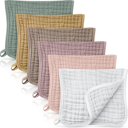Irenare - Gasas, pañales o toallitas faciales para bebés grandes de muselina, multicolor; con 6 capas absorbentes; 6 unidades, de 20 x 10 pulgadas.