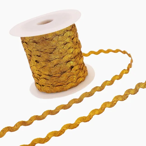 Rick Rack - Cinta de encaje dorada de 40 yardas, ribete RIC Rac para coser ropa, envolver regalos, decoración de fiesta en el hogar Dorado