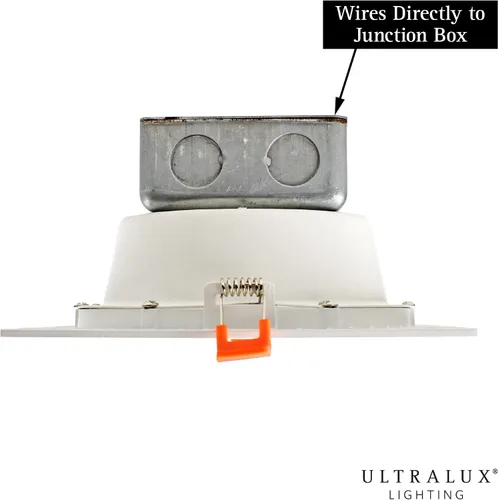 Miniatura 6 de Ultralux Foco empotrable LED ultrafino de 7 pulgadas con cable directo cuadrado regulable con caja J, 750 lúmenes 3000K, blanco minimalista con kit