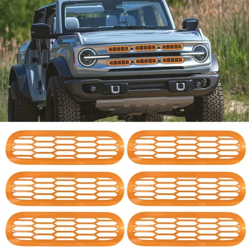 Miniatura 10 de Marco de cubierta de malla para parrilla delantera, insertos de parachoques delantero, accesorios de decoración con clip para Ford Bronco Offroad
