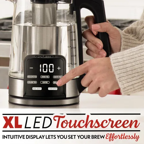 Miniatura 5 de Gourmia Hervidor eléctrico programable de vidrio – 1.7L Control de temperatura para té y café con pantalla táctil digital, 6 ajustes