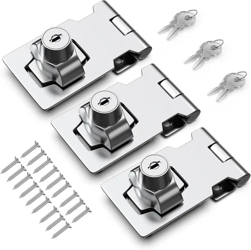 Miniatura 9 de Cerradura de cerrojo con llave de 2.5 pulgadas para armarios y puertas pequeñas, diseño de perilla giratoria, aleación de zinc resistente con hierro