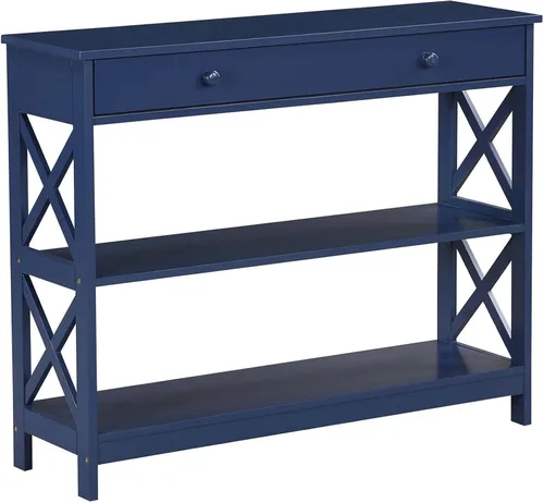 Miniatura 17 de Convenience Concepts Oxford - Mesa consola con 1 cajón con estantes, madera de granero/negro