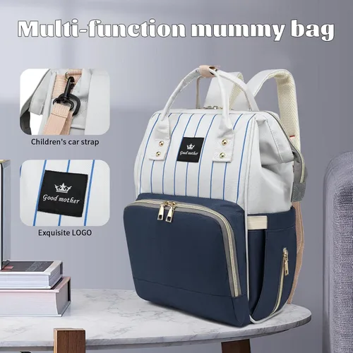 Miniatura 6 de Mochila azul para pañales para bebé, bolsa de viaje grande para niños y niñas, artículos esenciales para recién nacidos