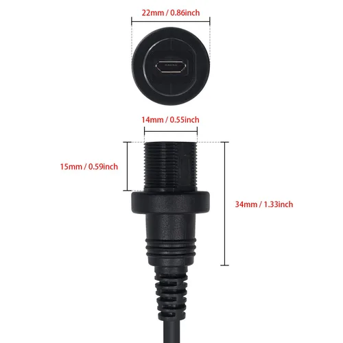 Miniatura 5 de Duttek Cable de montaje en panel micro USB, ángulo izquierdo, extensión de montaje micro USB de 90 grados, cable de descarga macho a hembra