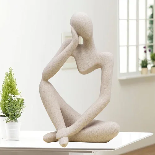 Miniatura 2 de Estatuas y esculturas de pensador Dnoifne, ornamentos de estatua de pensador de resina en negro, esculturas de estilo abstracto, regalos
