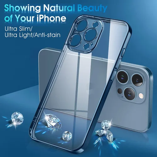 Miniatura 2 de Supdeal Funda transparente para iPhone 12 Pro, no amarillea, protección de cámara, probada en caídas de grado militar, transparente, a prueba de Azul