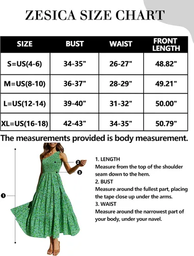 Miniatura 5 de ZESICA Vestido largo midi de verano bohemio con estampado floral de un hombro, sin mangas, fruncido con volantes, escalonado, para playa