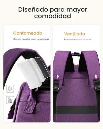 Miniatura 6 de LOVEVOOK Mochila para laptop para mujer con bolsillo gigante para vasos, mochila de viaje impermeable de 15.6 pulgadas, bolsa de computadora