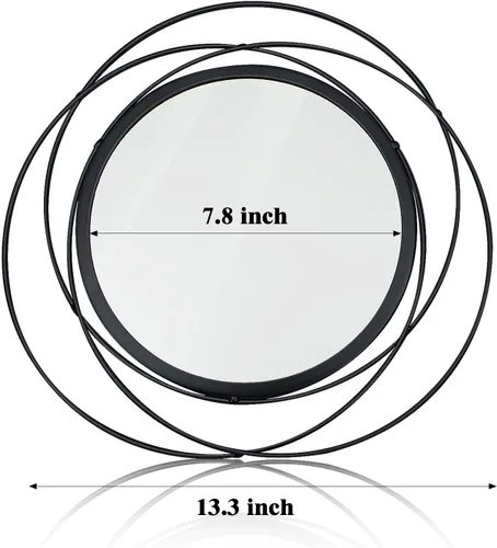 Miniatura 7 de Juego de 2 espejos circulares negros de 33.7 cm, marco de hierro, decoración de pared del hogar, espejos redondos colgantes para sala de estar