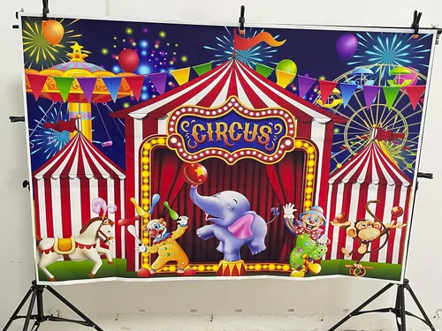Miniatura 2 de GYA Telón de fondo rojo de circo para parque de atracciones, tiendas de campaña Stratus, carrusel de carnaval, para niños, niñas, primer primer