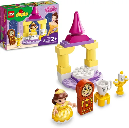 LEGO DUPLO Disney Princess Bel's Ballroom Castle 10960, juguete de construcción de La Bella y la Bestia con mini muñeca de la princesa Bella, juego