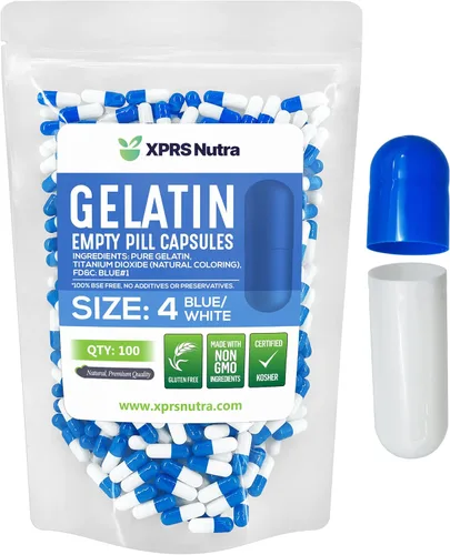 Miniatura 20 de XPRS Nutra Cápsulas vacías tamaño 4 – 100 cápsulas pequeñas de gelatina vacías – Pastillas de relleno de cápsulas de bricolaje – Cápsulas de gel