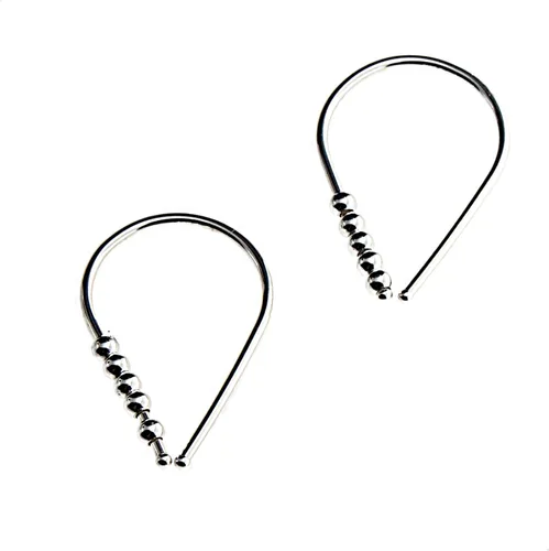 Miniatura 26 de 13mm de plata de ley 20 GA Aretes de aro invertidos colgantes de lágrima hipoalergénicos ligeros con hilo para mujer