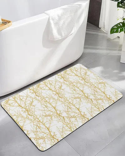 Tapete de baño con rama dorada para bañera, antideslizante, de secado rápido y absorbente, tierra de diatomeas, cocina, ducha, fregadero, lavable,