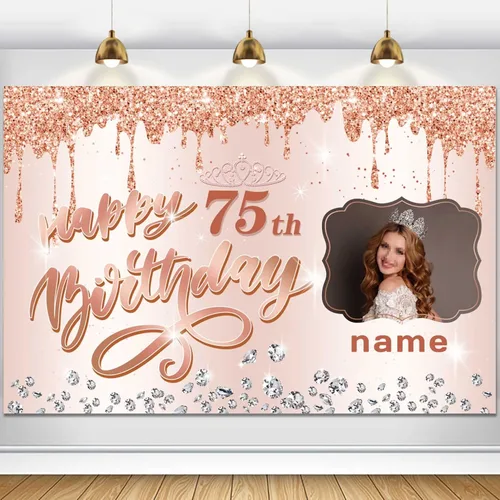 Miniatura 16 de Cartel decorativo personalizable de oro rosa con nombre y foto MGJB-NLK-50