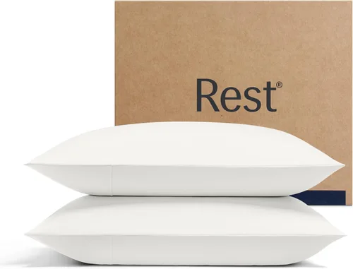 REST® Evercool®+ Fundas de almohada refrescantes estándar, 2 fundas de almohada para piel sensible, tela con infusión de plata para un sueño
