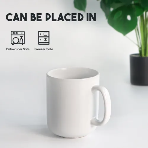 Miniatura 4 de harebe Taza de café grande de 20 onzas, taza de té de cerámica lisa para oficina y hogar, gran capacidad con asa, color blanco