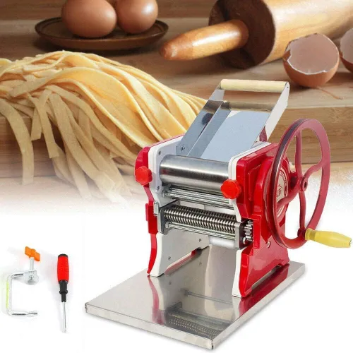 Miniatura 2 de Máquina manual de fideos, fabricante de pasta comercial, máquina de laminación de masa, grosor ajustable de 0.020-0.197 in, máquina de rodillo
