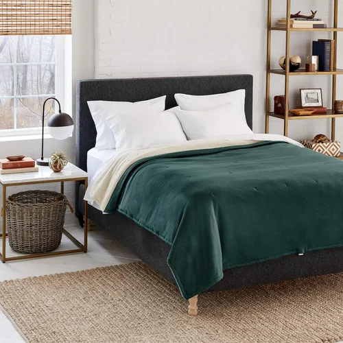 Eddie Bauer - Manta térmica individual, manta eléctrica de forro polar suave con reverso sherpa, ropa de cama cálida con tecnología de bajo voltaje