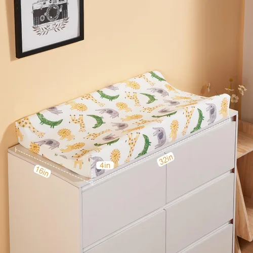 Miniatura 4 de TILLYOU Funda para Cambiador de Bebé, Cubierta de Mesa Cambiadora para Niñas y Niños, Ultra Suave y Transpirable, Paquete de 2 Estepa Africana y Gris