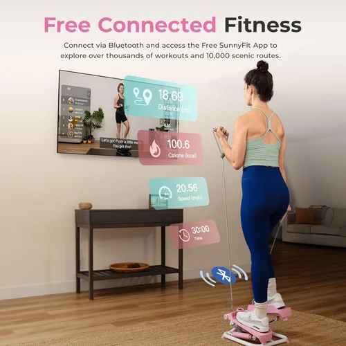 Miniatura 3 de Sunny Health & Fitness Mini Steppers for Exercise at Home, Stair Step Workout Machine with Resistance Bands, Full Body Cardio Equipment, Optional