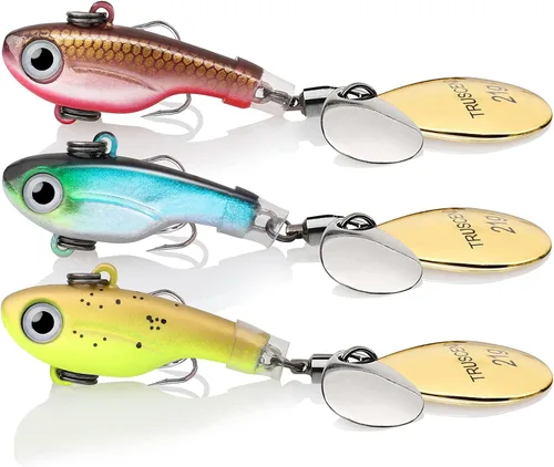 Miniatura 12 de TRUSCEND Cebos Giratorios de Pesca Swim o Jig para Agua Dulce y Salada, Señuelos de Pesca Rooster Tail para Trucha Lubina Lucioperca Crappie Salmón