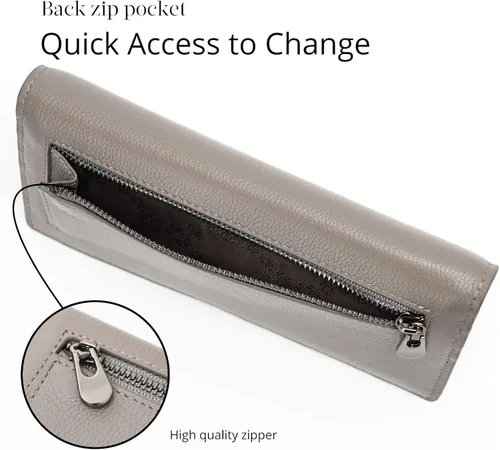 Miniatura 5 de Bveyzi Billeteras de cuero ultrafino con bloqueo RFID para tarjetas de crédito, billetera plegable para mujer