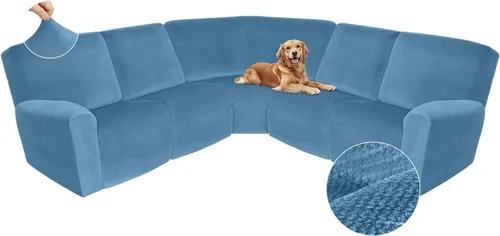 Miniatura 627 de Arfntevss Fundas de sofá seccional reclinable de terciopelo, Funda de sofá seccional de esquina para sofá reclinable, Funda elástica suave