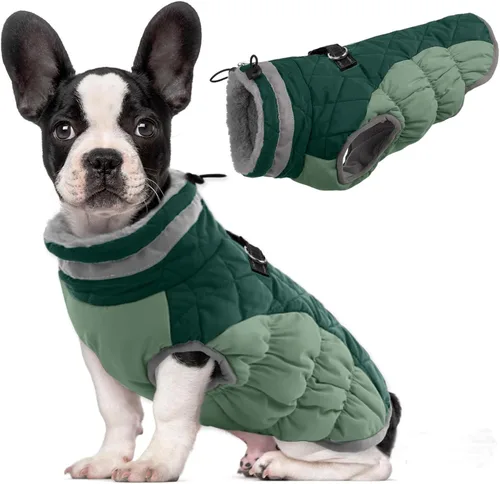 Miniatura 45 de Lelepet Abrigo cálido para perro, abrigo de invierno para perro, chaqueta impermeable para perros con arnés incorporado, chaleco reflectante