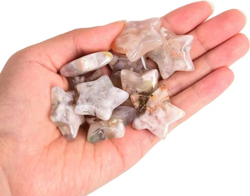 Miniatura 2 de JIC Gem 1.2 "Natural Sakura flor ágata estrella en forma de flor de cerezo ágata piedras de cristal a granel de piedras preciosas de estrella