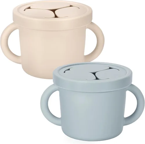 Recipientes de silicona de grado alimenticio para aperitivos, recipientes de aperitivos con asas y tapa para niños pequeños (color 2)