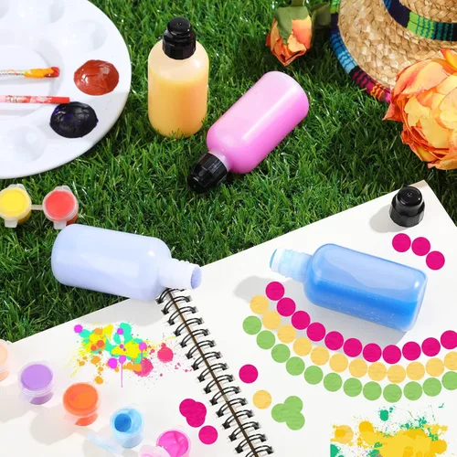 Miniatura 4 de Patelai 24 botellas vacías de pintura de 2 onzas, prácticas botellas de esponja para pintar con punta de esponja, marcadores de bingo recargables