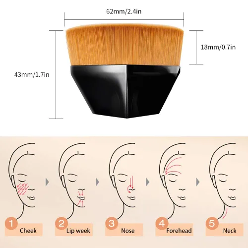 Miniatura 2 de Brochas de maquillaje, cepillo mágico de maquillaje facial, cepillo de maquillaje plano de alta densidad para polvo impecable, mezcla de cosméticos