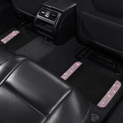 Miniatura 8 de VarCozy - Alfombras brillantes con diamantes de imitación para autos, alfombras de purpurina con cristales para el suelo del automóvil