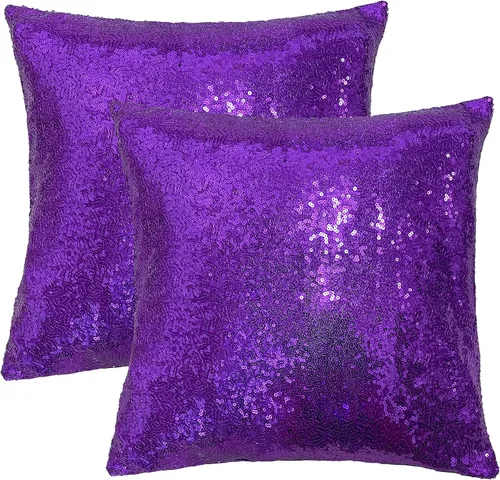 Miniatura 10 de iMaylex Juego de 2 fundas de almohada decorativas cuadradas brillantes con lentejuelas para Pascua, fiesta lumbar, otoño, boda, Navidad, Año Nuevo