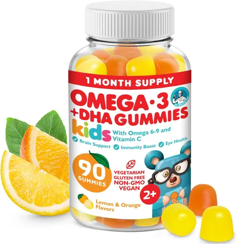 DR. MORITZ Gomitas veganas Omega 3 para niños y niños pequeños (90 unidades), gomitas Omega 3 para niños para la salud del cerebro y el corazón, sin