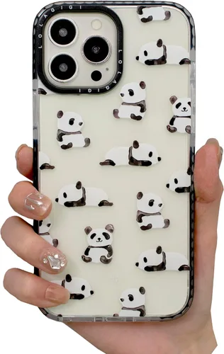 Funda para iPhone 15 Pro Max para Mujeres, Transparente Lindo Panda Dibujos Animados Arte Animal Estampado Diseño Femenino Kawaii Estético Patrón de