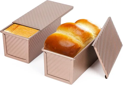 Miniatura 11 de Beasea Juego de 2 moldes para pan rectangulares de 12 x 4 pulgadas, moldes antiadherentes de acero al carbono, molde para tostadas doradas, moldes
