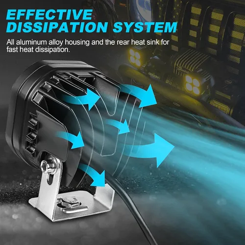 Miniatura 3 de Nicoko Luces antiniebla LED de 3 pulgadas de color amarillo y ámbar – 40 W/4000 lm, luz de trabajo de conducción – IP68 impermeable para automóvil