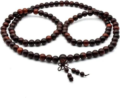 Miniatura 23 de Zen Dear Brazalete y collar de meditación Mala, para cultura budista y oración busita, cuentas de Buddha, unisex, palisandro natural