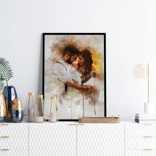 Miniatura 6 de Awesometik Lienzo de retrato de acuarela de foto, impresión de ilustración de boda, obra de arte personalizada, arte de acuarela, arte de pared