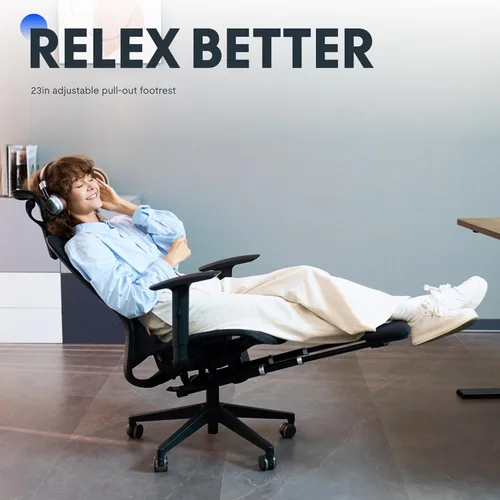 Miniatura 4 de FLEXISPOT Silla de oficina ergonómica con reposapiés, silla de computadora de malla de respaldo alto, sillas de escritorio para oficina en casa