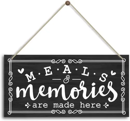 Letrero decorativo para puerta de cocina, Meals & Memories Are Made Here, placa de madera para pared de cocina, decoración de inauguración de la