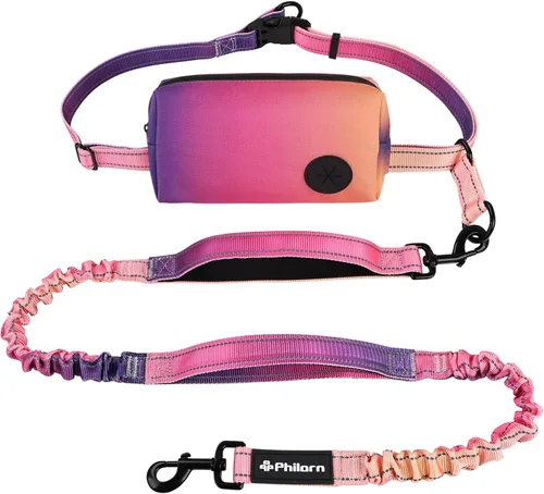 Miniatura 10 de Philorn Correa de perro manos libres con bolsa, correa de cintura ajustable para pasear perros, correas de correr para perros medianos y grandes
