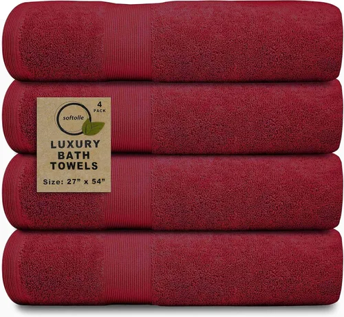 Miniatura 10 de Juego de 4 toallas de baño de lujo (27 x 54 pulgadas), toallas para baño, súper suaves, toallas altamente absorbentes para el hogar, spa, gimnasio