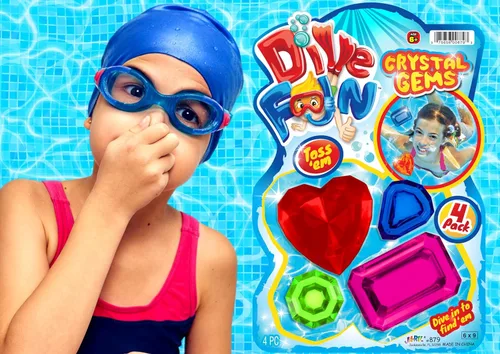 Miniatura 2 de JA-RU Dive Fun - Juguetes de buceo con gemas de cristal (1 paquete de 4 gemas) Juguetes de playa, baño y piscina para niños, niñas y niños.