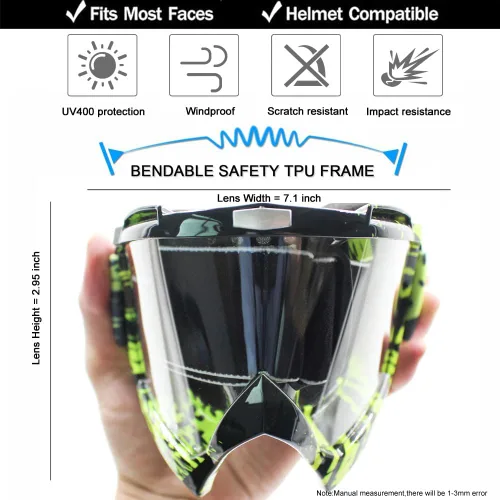 Miniatura 3 de SPOSUNE - Gafas para motocicleta, ATV, gafas UV400 para motocross, gafas para hombres, mujeres y jóvenes, gafas resistentes al viento y al polvo