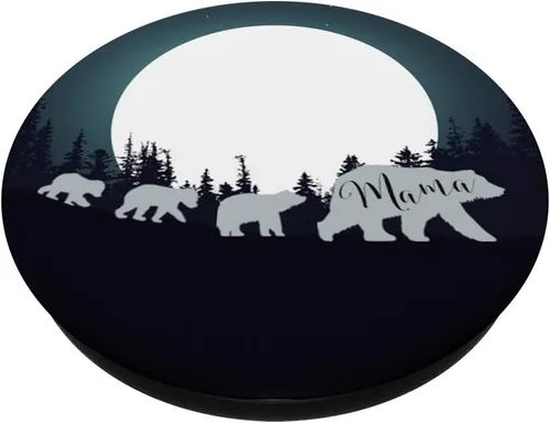 Miniatura 2 de Mama Bear Pop Socket 3 Cubs & Full Moon Madre Day Gift – PopSockets Grip and Stand for Phones and Tablets